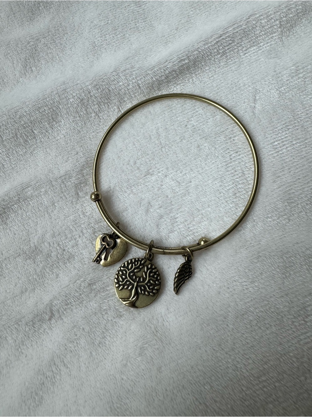 Earth Angel Brass Gold-Tone Tree of Life Charm Bangle Bracelet
